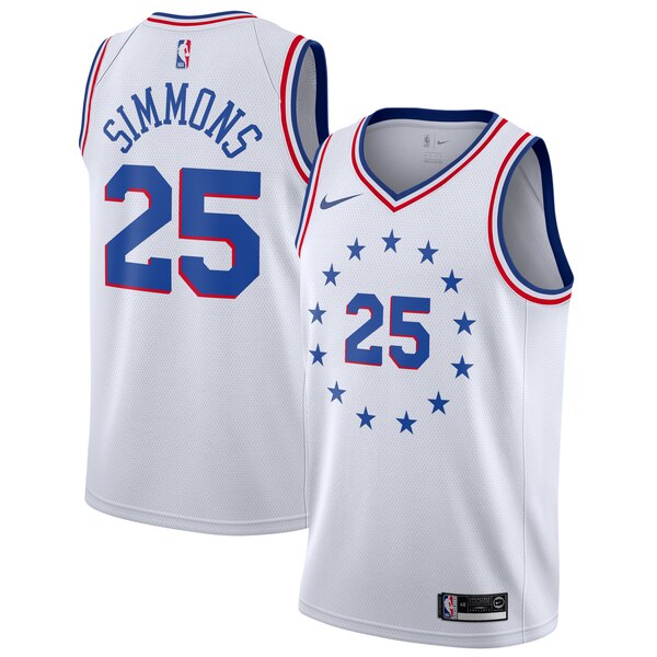 maglia basket ben simmons 25 2020 philadelphia 76ers bianca